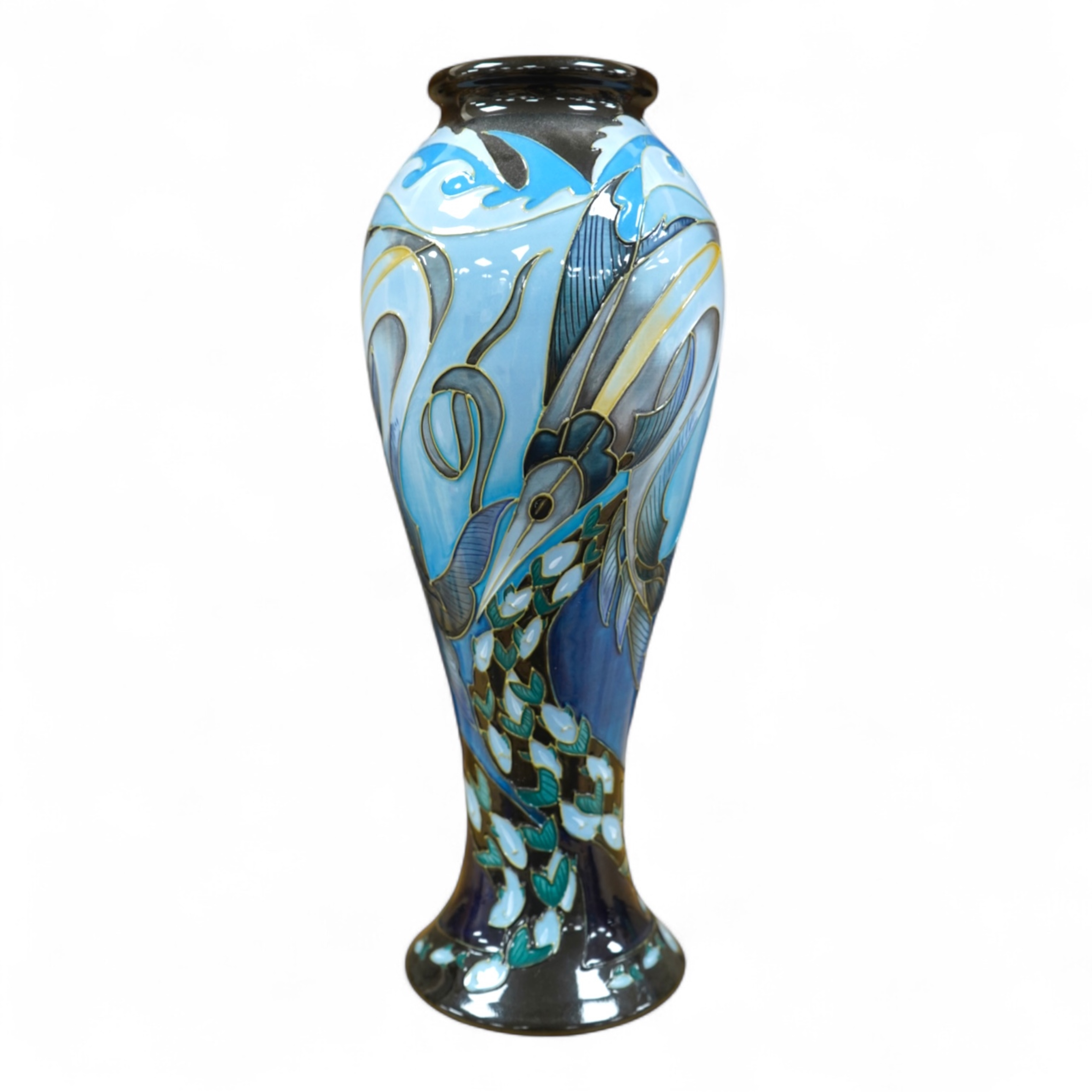 A Moorcroft ‘Blue Rhapsody’ vase, 17.5cm, boxed